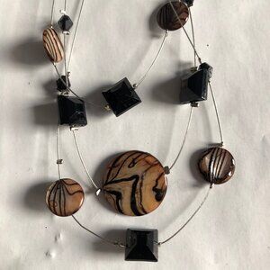 Women's girl's necklace wire and flat beads multi-strands 16"-18"